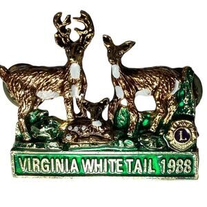 1988 Lions Club International, White Tail Buck, Doe & Fawn Pin, Virginia 1988